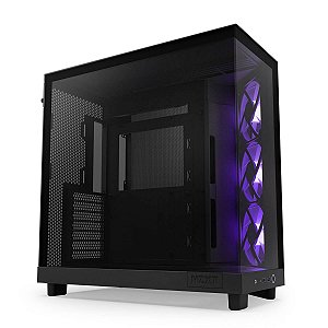 Gabinete NZXT H6 FLOW RGB Mid Tower Vidro Temperado Black 3 Fans - CC-H61FB-R1