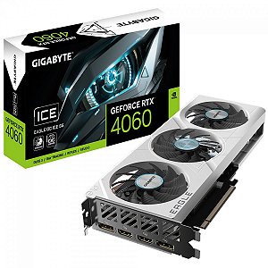 Placa de Video Gigabyte GeForce RTX 4060 Eagle OC ICE 8GB GDDR6 128bit - GV-N4060EAGLEOC ICE-8GD