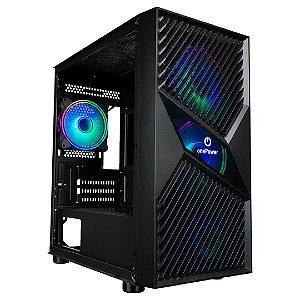 Gabinete Gamer OnePower Fractal Mid-Tower Lateral de Vidro Preto - CC-201B
