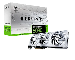 Placa de Vídeo MSI GeForce RTX 5080 Ventus 3X OC White 16GB GDDR7 256 bit - 912-V531-202