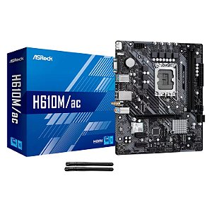 Placa Mãe Asrock H610M - ac DDR4 LGA 1700 Micro-ATX