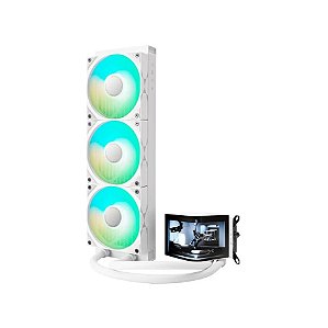 WaterCooler Tryx Panorama SE Branco 360MM ARGB com Tela AMOLED Curva - L-P360L-AM3M-G0W