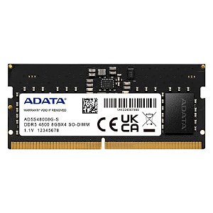 Memória RAM Adata 8GB DDR5 4800MT/s para Notebook - AD5S48008G-S