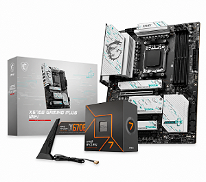 Kit Upgrade AMD Ryzen 7 7800X3D + Placa Mãe MSI X670E Gaming Plus WIFI DDR5 AM5 ATX