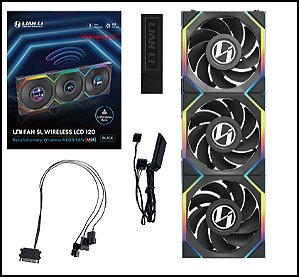 Kit 3 Fans Lian Li UNI FAN SL Wireless LCD Reverse 120mm ARGB Preto - 12RSLLCD1W3B