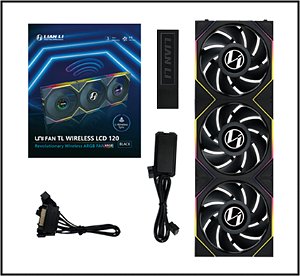Kit 3 Fans Lian Li UNI FAN TL LCD Wireless 120mm ARGB Preto - 12TLLCD1W3B