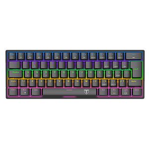 Teclado Mecânico Gamer T-Dagger Arena 60% Rainbow Preto Switch Marrom ABNT2 T-TGK321-BR