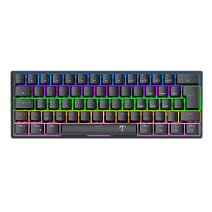 Teclado Mecânico Gamer T-Dagger Arena Pro 60% Sem Fio Rainbow Preto Switch Marrom ABNT2 T-TGK321PRO-BR