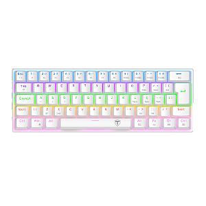 Teclado Mecânico Gamer T-Dagger Arena Pro 60% Sem Fio Rainbow Branco Switch Marrom ABNT2 T-TGK321W PRO-BR