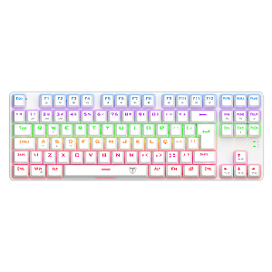Teclado Mecânico Gamer T-Dagger Bora TKL Rainbow Branco Switch Marrom Hot-Swap ABNT2 T-TGK313W-BR