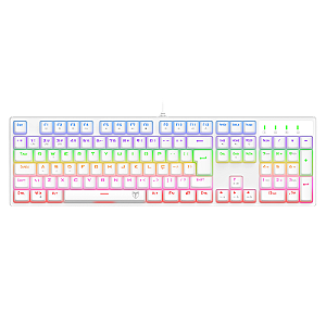Teclado Mecânico Gamer T-Dagger Rebel Full Size Rainbow Branco Switch Marrom ABNT2 T-TGK328W-BR