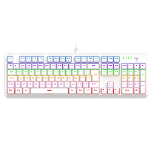 Teclado Mecânico Gamer T-Dagger Axis Full Size Rainbow Branco Switch Marrom ABNT2 T-TGK329W-BR