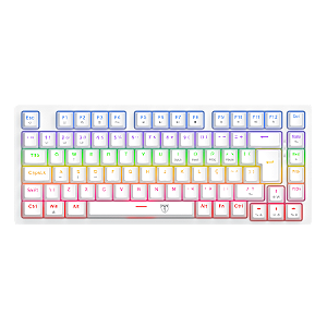 Teclado Mecânico Gamer T-Dagger Megatre 75% Rainbow Branco Switch Marrom Hot-Swap ABNT2 T-TGK326W-BR