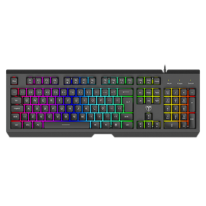 Teclado Gamer T-Dagger Nova Membrana Preto RGB Estrutura em Metal Full Size ABNT2 T-TGK110
