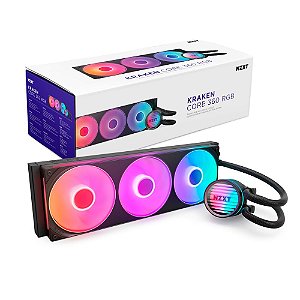 WATER COOLER NZXT KRAKEN CORE 360 RGB COM 3 FANS PRETO RL-KR36C-B1