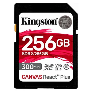 Cartão de Memória SD Kingston Canvas React Plus 256GB UHS-II 300MB/s - SDR2/256GB