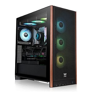 Gabinete Gamer Thermaltake S370 Wood Style TG Black Mid Tower 4x CT120 PWM - CA-11J-00M1WN-00
