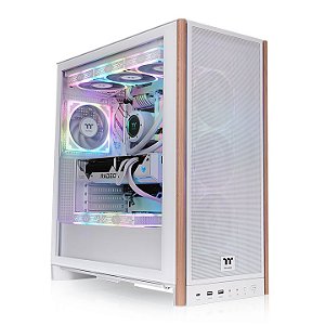 Gabinete Gamer Thermaltake S370 Wood Style TG Snow Mid Tower 4x CT120 PWM - CA-11J-00M6WN-00