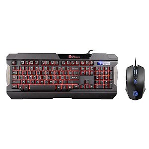 Teclado e Mouse Gamer Thermaltake Commander Combo Preto Switch Plunger Iluminação Tri-Color - KB-CMC-PLBLPB-01