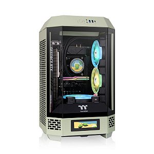 Gabinete Thermaltake The Tower 250 Mini Tower Matcha Green Vidro Temperado 2x CT120 Mini-ITX - CA-1Z9-00SEWN-00