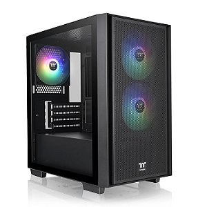 Gabinete Thermaltake Versa H16 TG ARGB Black Micro-ATX Mesh Vidro Temperado 3x Fan 120mm ARGB - CA-1Y8-00S1WN-02