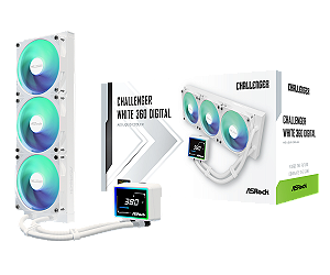 Water Cooler ASRock Challenger White 360 Digital ARGB 360mm com Display - 90-ACLA36-WAAGA6