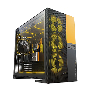 Gabinete Gamer Geometric Future Model 5 Vent Preto e Amarelo Sem Fan - GEO-M5V-BY