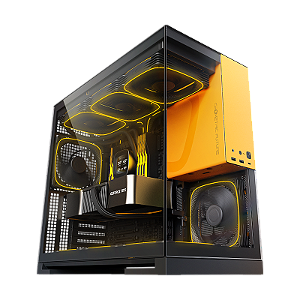 Gabinete Gamer Geometric Future Model 5 Preto e Amarelo Sem Fan - GEO-M5-BY