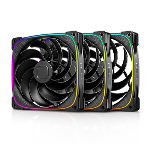 Kit 3 Fans Geometric Future Squama 2503R Reverse Blade 140mm RGB Preto - GEO-S2503RB-14T