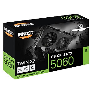 Placa de Vídeo Inno3D GeForce RTX 5060 TWIN X2 8GB GDDR7 128 bit - N50602-08D7-195071N
