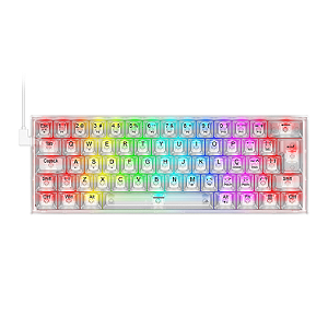 Teclado Mecânico Gamer Redragon Fizz RGB Crystal - K617CT-RGB