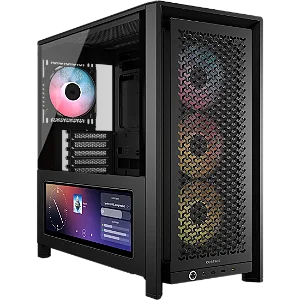Gabinete Gamer Corsair FRAME 4000D LCD RS ARGB com Tela XENEON EDGE 14,5" e 4 Fans Preto - CC-9011326-WW