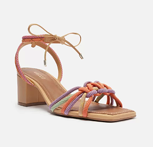 Sand lia Arezzo Nude Salto Bloco Bico Quadrado Cord o DIDELLE