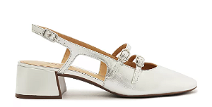 Sapatilha Boneca Anacapri Slingback Prata Verniz Milena