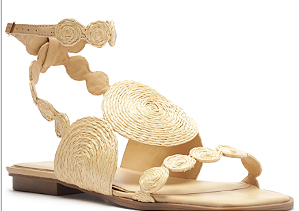 Sandalia Rasteira Arezzo  Multimaterial Palha Nude
