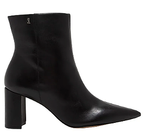 Bota Santa Lolla Couro Nobre Soft Preta Bico Fino Salto Bloco