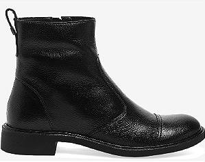 Bota Santa Lolla Couro Cano Curto Preta Salto Baixo