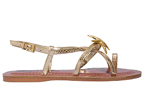 Rasteira Santa Lolla Estrela Metalizada Dourada