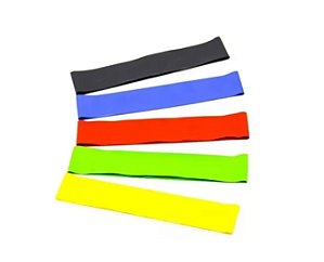 Kit Faixa Elástica Mini Band 5 Tensões Pilates Fisioterapia