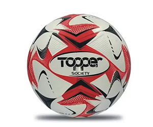 Bola De Futebol Society Topper Branca E Vermelha