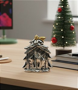 Mini presépio de mesa metalizado
