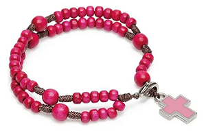 Pulseira Terço Infantil Regulável - Rosa