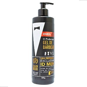 Gel De Barbear Transparente Profissional Id Men 500g Com Secagem Lenta, Fragrância Refrescante, Hidratação E Precisão Para Barbeiros E Uso Diário Em Casa