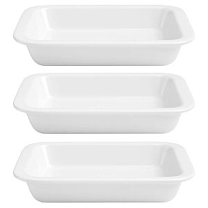 Kit 3un Travessas Refratárias Cerâmicas Retangulares Assadeira Multiuso Para Servir Forno 1850ml