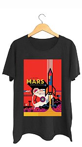 Camiseta MARS - 100% algodão corte a fio preta