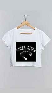 Cropped F*CKS GIVEN - 100% algodão branco