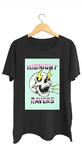 Camiseta MIDNIGHT RAVERS - 100% algodão corte a fio preta