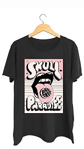 Camiseta SKULL PARADISE - 100% algodão corte a fio preta