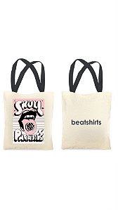 Ecobag com alça preta - 100% algodão - 30cmx40cm - SKULL PARADISE