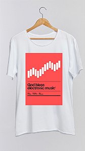 Camiseta ELECTRONIC MUSIC - 100% algodão corte a fio branca
